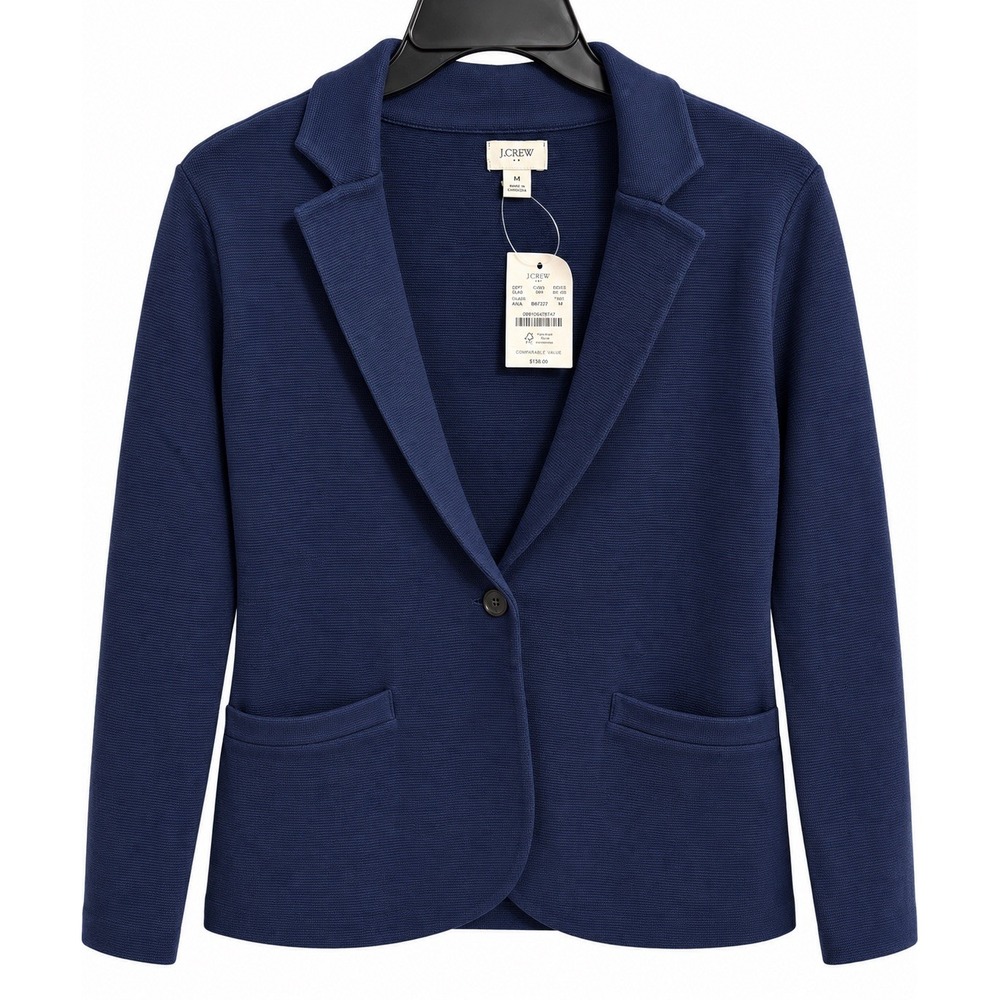 J.Crew Sweater Blazer Cotton Navy Blue Womens M BF227 NWT Preppy Academia